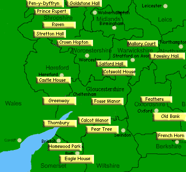 Cotswolds Hotels map