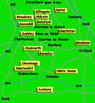Cotswolds houses and gardens map